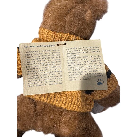 VTG Boyds Bear “Bee Whiz” Plush J.B. Bean Series 1994 14" Knit Bee Sweater Tags - Picture 5 of 7